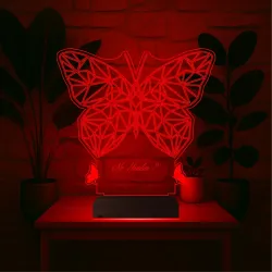 Dekoratif Kelebek Tasarım Polygonal Kişiye Özel 3D Lamba - Masa Gece Lambası