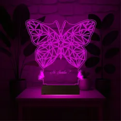 Dekoratif Kelebek Tasarım Polygonal Kişiye Özel 3D Lamba - Masa Gece Lambası