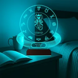 Akrep Burcu Scorpio Astroloji Doğum Günü Hediyesi Kişiye Özel 3D Lamba - Masa Gece Lambası