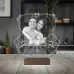 Kalp Sevgiliye Hediye Fotoğraflı Metal Saatli 3D Lamba - Masa Gece Lambası