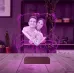 Kalp Sevgiliye Hediye Fotoğraflı Metal Saatli 3D Lamba - Masa Gece Lambası