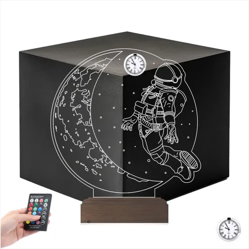 Astronot Kozmonot Uzay Tasarım Kişiye Özel Metal Saatli 3D L…
