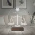 Avukata Hediye Hukuk Terazi Adalet Tasarım Kişiye Özel Metal Saatli 3D Lamba - Masa Gece Lambası