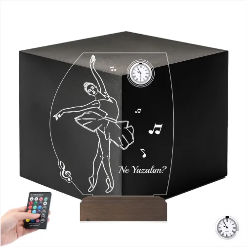 Balerin Hediye Bale Nota Tasarım Kişiye Özel Metal Saatli 3D…