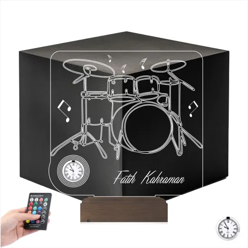 Baterist Hediye Bateri Müzik Nota Kişiye Özel Metal Saatli 3…