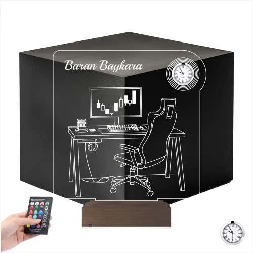 Bilgisayar Trader Borsacı Broker Kişiye Özel Metal Saatli 3D…