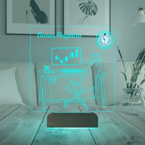 Bilgisayar Trader Borsacı Broker Kişiye Özel Metal Saatli 3D…