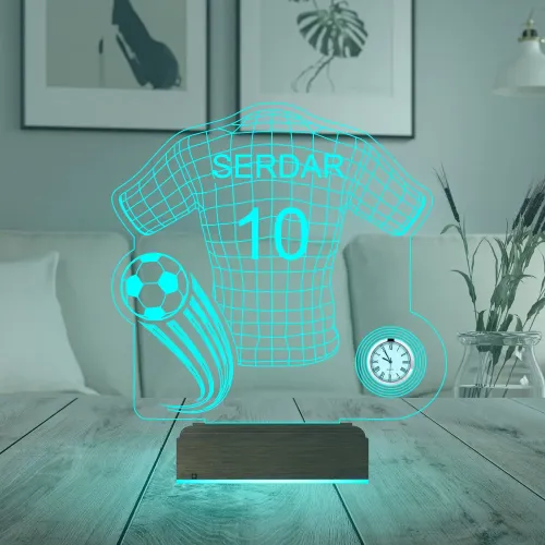 Futbolcu Hediye Forma Top Kişiye Özel Metal Saatli 3D Lamba …