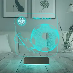 Futbol Topu Krampon Futbolcu Hediye Kişiye Özel Metal Saatli 3D Lamba - Masa Gece Lambası