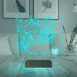 Motorsiklet Motorcu Hediye Kişiye Özel Metal Saatli 3D Lamba - Masa Gece Lambası