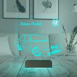 Klasik Araba Fiat Tofaş Tofaşk Doğan Şahin Kişiye Özel Metal Saatli 3D Lamba - Masa Gece Lambası
