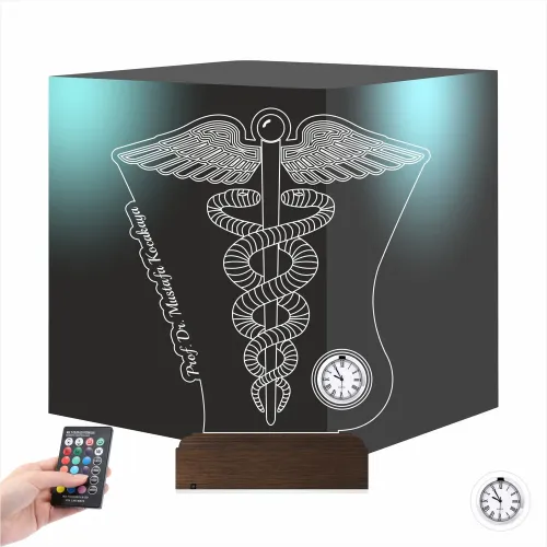 Doktor Hediye Tıp Logo Tasarım Kişiye Özel Metal Saatli 3D L…