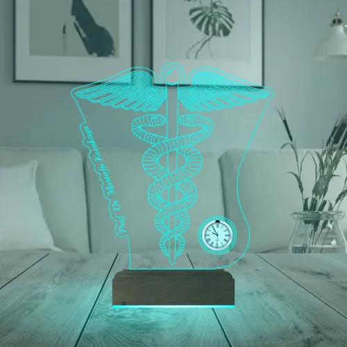 Doktor Hediye Tıp Logo Tasarım Kişiye Özel Metal Saatli 3D L…
