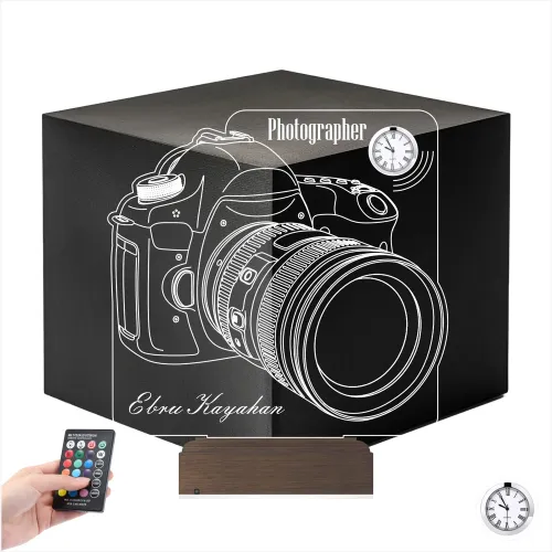 Fotoğraf Makinesi SLR Fotoğrafçı Kişiye Özel Metal Saatli 3D…