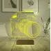 Fotoğraf Makinesi SLR Fotoğrafçı Kişiye Özel Metal Saatli 3D Lamba - Masa Gece Lambası