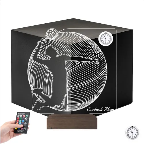 Voleybolcu Voleybol Topu Spor Kişiye Özel Metal Saatli 3D La…