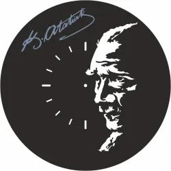 ATATÜRK  TEMALI RGB Uzaktan Kumandalı 40x40cm Siyah MDF Duvar Saati