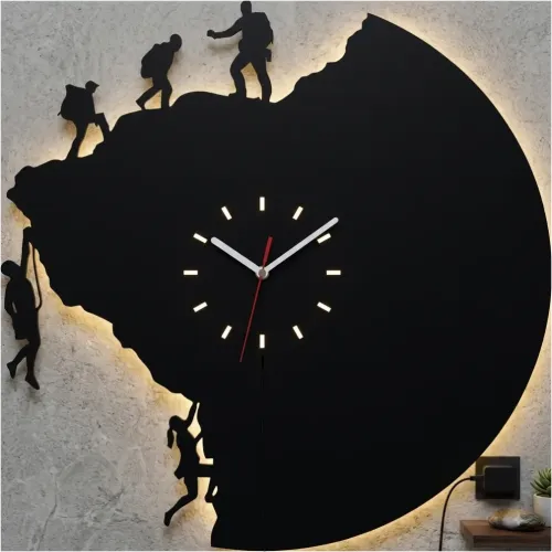 DAĞCI TEMALI RGB Uzaktan Kumandalı 40x40cm Siyah MDF Duvar S…