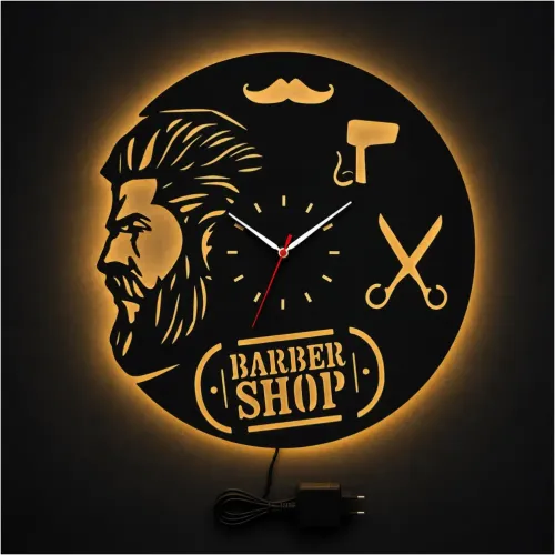 ERKEK KUAFÖRÜ TEMALI RGB Uzaktan Kumandalı 40x40cm Siyah MDF…