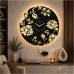 ÇİÇEK TEMALI RGB Uzaktan Kumandalı 40x40cm Siyah MDF Duvar Saati